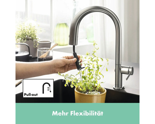 Küchenarmatur mit ausziehbarer Brause zum flexiblen Einsatz