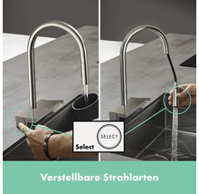 Küchenarmatur mit verstellbaren Strahlarten