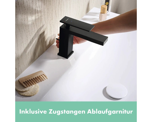 Waschbeckenarmatur in Schwarz mit Ablaufgarnitur