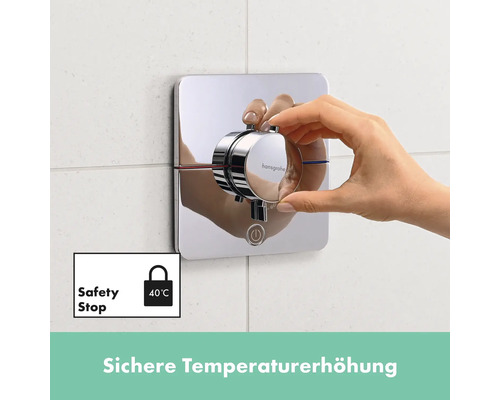 Hand bedient Hansgrohe Duschthermostat mit Sicherheitssperre
