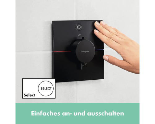 Hansgrohe Duscharmatur mit Hand, zur Temperatureinstellung im Badezimmer