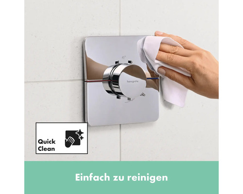 Hansgrohe Armatur wird mit Tuch gereinigt