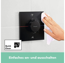 Unterputz-Thermostatarmatur mit Reinigungstuch und Quick Clean Symbol