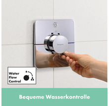 Hansgrohe Armatur mit Wasserflusskontrollsymbol