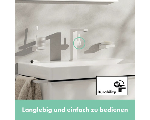 Waschtischarmatur mit Seifenschale und Zahnputzbecher, Durability Symbol