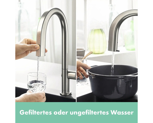 Küchenarmatur mit gefiltertem und ungefiltertem Wasser