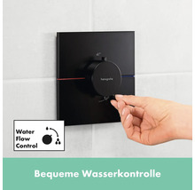 Schwarzer Hansgrohe Unterputz Thermostat mit Wasserflusskontrollsymbol
