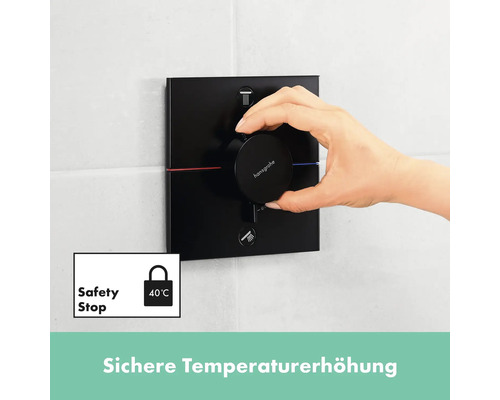 Hansgrohe Unterputz Thermostatarmatur mit Sicherheitssperre bei 40 Grad Celsius