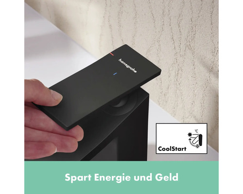 Hansgrohe Logo. CoolStart Symbol: Spart Energie.