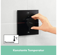 Schwarzer Duschthermostat mit Handbedienung zur Temperatureinstellung