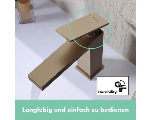 Hansgrohe Waschtischarmatur aus Metall im Waschbecken mit Durability Symbol
