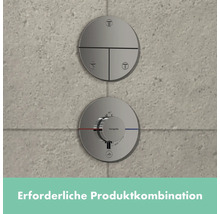 Hansgrohe Logo Thermostatarmatur und Steuerelemente an der Wand