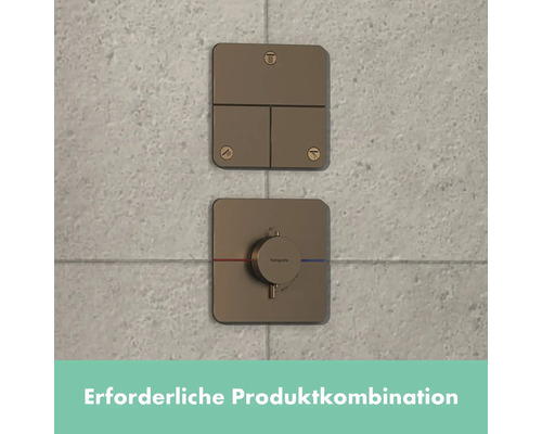 Duscharmatur mit Temperaturregler und drei quadratischen Bedienelementen