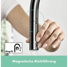 Nahaufnahme einer Küchenarmatur mit magnetischer Rückführung