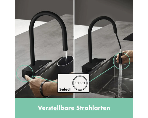 Spültischarmatur mit verstellbaren Strahlarten