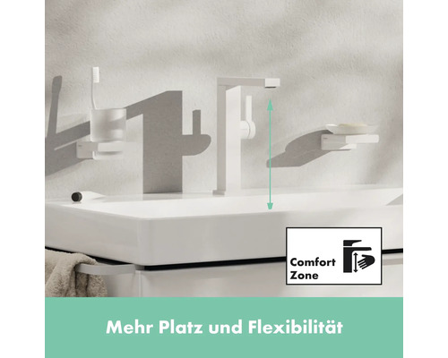 Waschtischarmatur im Badezimmer mit Comfort Zone Kennzeichnung