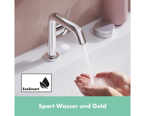 Hansgrohe Waschtischarmatur mit fließendem Wasser und EcoSmart Symbol