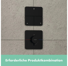 Schwarzes Hansgrohe Duschthermostat mit Umsteller zur Steuerung von Duschelementen.