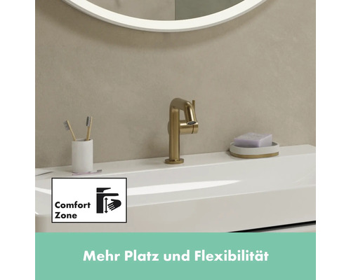 Waschtischarmatur mit ComfortZone am Waschbecken