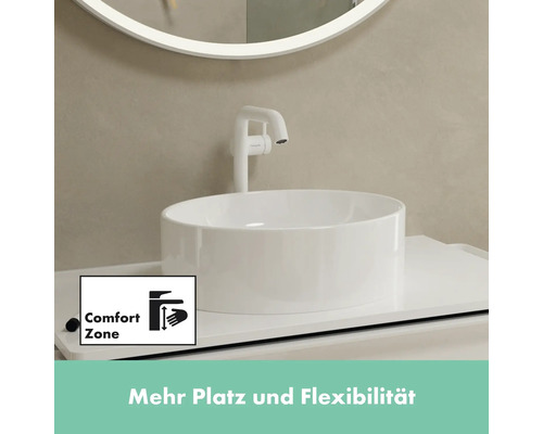 Aufsatzwaschbecken mit Einhebelmischer und Comfort Zone