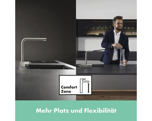 Küchenarmatur mit erhöhtem Auslauf für mehr Flexibilität und Komfort