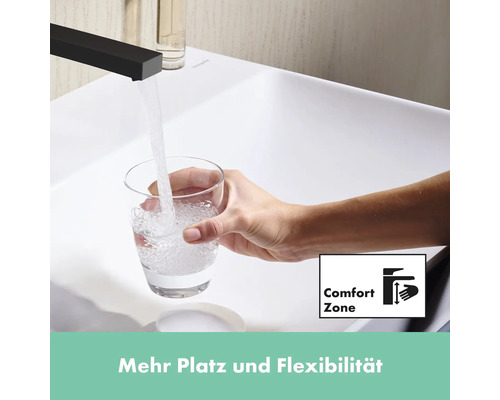 Wasserhahn mit ComfortZone: mehr Platz und Flexibilität am Waschbecken