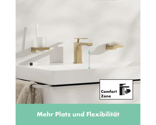 Waschbecken mit Armatur und ComfortZone Symbol für mehr Platz und Flexibilität