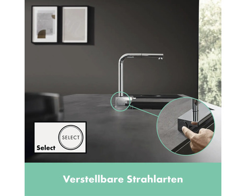 Küchenarmatur mit verstellbaren Strahlarten und Select Funktion