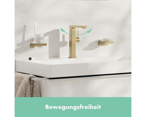 Waschbecken mit schwenkbarem Wasserhahn, Seifenschale und Zahnputzbecher