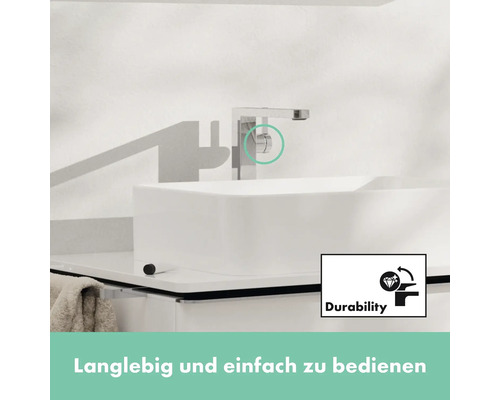 Waschtischarmatur mit dem Symbol für Langlebigkeit