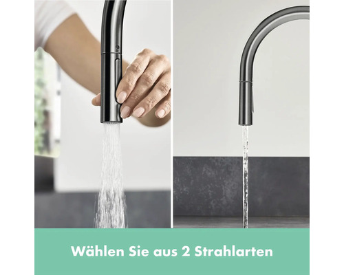 Küchenarmatur mit zwei Strahlarten im Einsatz