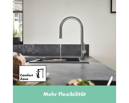 Küchenarmatur mit hohem Auslauf und ComfortZone