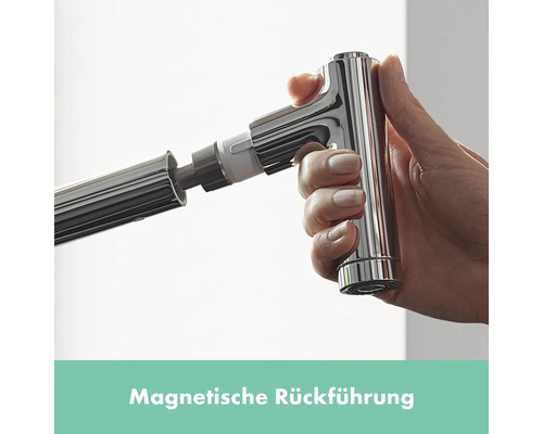 Brauseschlauch mit Magnetischer Rückführung in der Hand