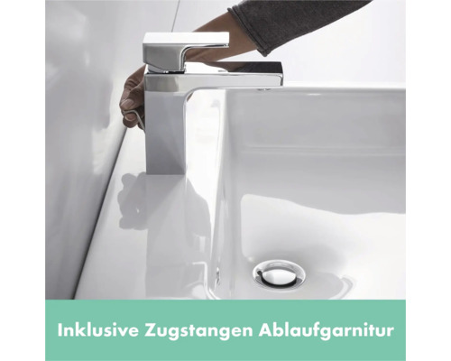 Waschbecken mit Einhebelmischer und Zugstangen Ablaufgarnitur