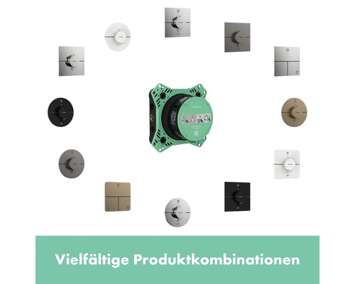 Hansgrohe iBox universal mit verschiedenen Thermostat-Rosetten für Dusche und Bad