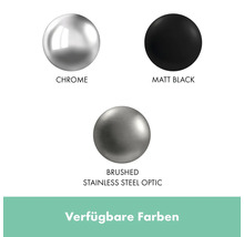 Verfügbare Farben: Chrom, Mattschwarz, Edelstahloptik gebürstet.