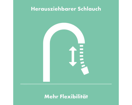 Symbol für einen herausziehbaren Schlauch für mehr Flexibilität