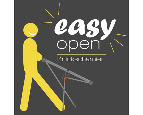 Illustration des Schriftzugs Easy Open Knickscharnier