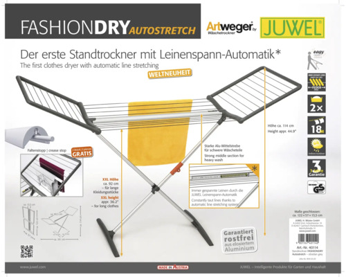 FASHIONDRY Wäscheständer mit automatischem Leinenspannsystem aus eloxiertem Aluminium