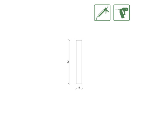 Dessin technique d''un profilé mesurant 62 sur 8.