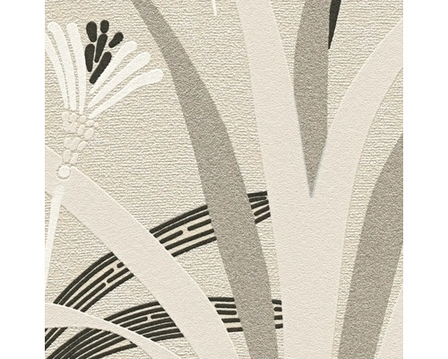 Nahaufnahme einer gemusterten Tapete mit floralen und geometrischen Elementen