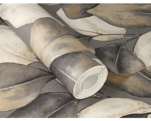 Rouleau de papier peint intissé avec motif de feuilles