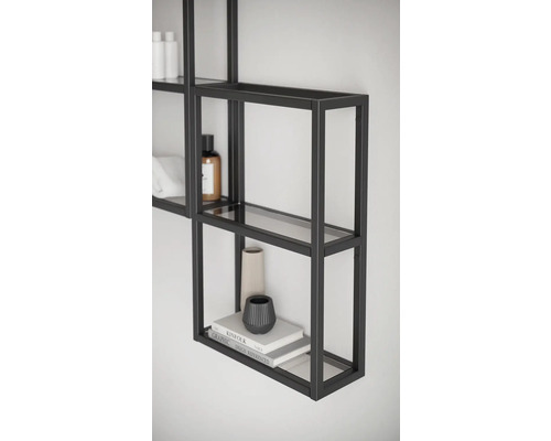 Étagère murale avec tablettes en verre pour le rangement de la salle de bain