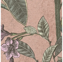 Gros plan d''un papier peint avec un motif de fleurs et de feuilles