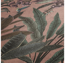 Gros plan d''un papier peint avec motif de feuilles et d''oiseaux