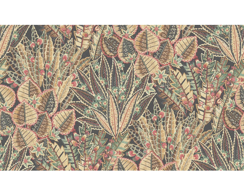 Tapete mit floralem Muster aus Blättern und Blüten