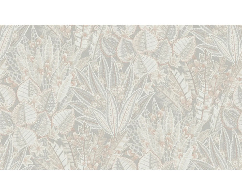 Papier peint à motif floral avec feuilles et fleurs