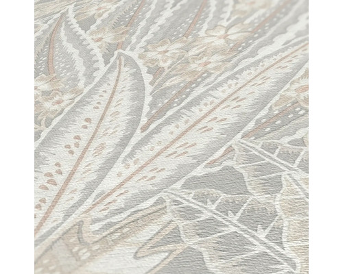 Papier peint avec motif de plumes et de plantes