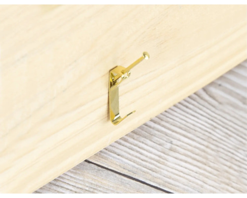 Crochet de tableau doré pour fixation sur une surface en bois