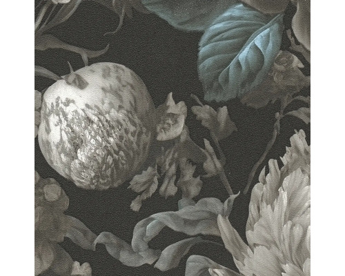 Papier peint avec motifs de fleurs et de fruits